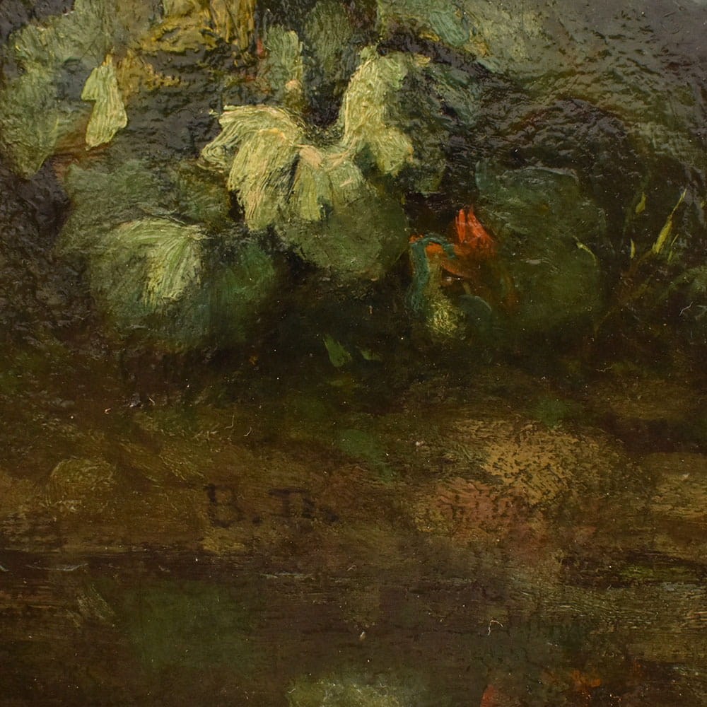 QP777 9a antique oil painting landscape natural painting XIX